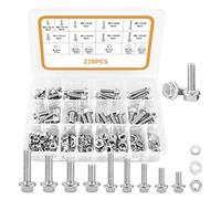 Kit de 228 boulons hexagonaux, assortiment métrique M6 M8 à bride, fixations en acier inoxydable avec écrous et rondelles, pour la répartition de charge, l'entretien et la réparation