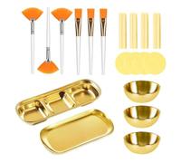 Ｚｉａｌｏｆｉ Kit de 23 Pièces pour Esthéticienne, Comprenant Des Bols pour Mélanger Les Masques Faciaux, Des Ventilateurs Professionnels et Des Pinceaux Plats, or