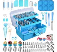 Kit de 236 outils de décoration de gâteaux avec étui de rangement, for cupcakes, biscuits, glaçage, fondant, pâtisserie, bleu