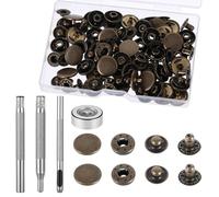 Kit de 24 boutons-pression en cuir 15 mm - Boutons-pression métalliques, rivets et pressions robustes pour cuir, avec 4 outils d’installation pour maroquinerie, couture, réparation, vêtements