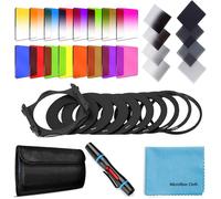 Kit de 24 filtres carrés ND gradués pour objectif Cokin P Series avec anneaux adaptateurs (49-82 mm), porte-filtre, stylo de nettoyage d'objectif et autres accessoires pour appareils photo
