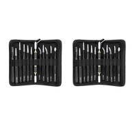 Kit de 24 pinces à épiler ESD antistatiques, non magnétiques, en acier inoxydable, multi-normes, avec étui de rangement