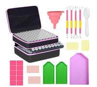 Kit de 240 boîtes de rangement pour peinture diamant avec mallette d'organisation, entonnoir et autocollants - Accessoires de peinture diamant 5D pour projets de bricolage texturés - Mallette bleue