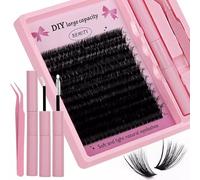 Kit de 240 extensions de cils individuels, 40/60/80D, courbure à faire soi-même, double extrémité, dans une boîte en cristal exquise (240 pièces, 40 pièces, 40D)