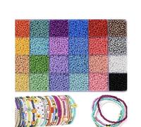 Kit de 2400 perles de rocaille en verre de 3 mm, 24 couleurs, kit de fabrication de bijoux pour bracelets/colliers