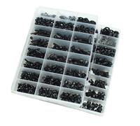 Kit De 2500 Vis À Tête Hexagonale Creuse Ronde En Acier Noir (M2, M3, M4, M5, M6) Avec Écrous Et Rondelles.(Socket 2220pcs)