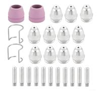 Kit de 26 consommables pour coupe-plasma compatibles avec AG60 SG55 WSD-60P Torche de coupe Pièces de rechange comprenant 11 buses, 11 électrodes, 2 coupelles de blindage, 2 guides de fil