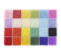 Kit De 26400 Pièces De Perles De Rocaille En Verre De 2mm, 24 Couleurs, En Vrac, Bracelets Avec Boîte De Rangement À 24 Grilles Pour La Fabrication De Bijoux