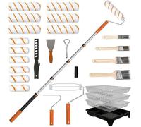 Kit de 27 pièces rouleau peinture comprenant rouleau a enduire de 23 cm et 10 cm pinceaux peinture bac peinture et