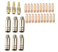 Kit de 29 consommables pour torche de soudage MIG pour brûleurs MB-15 et 15AK - Embouts en cuivre (0,8 mm/0,9 mm), buses et diffuseurs de gaz (0,8 mm)