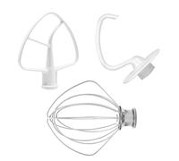 Kit de 3 accessoires pour mixeur sur pied - Batteur plat avec revêtement K45B K45DH - Crochet pétrisseur K45WW en acier inoxydable - Convient pour mixeur KitchenAid à tête inclinable de 4,5 à 5 QT
