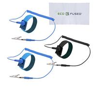 Kit de 3 bracelets antistatiques- Prise terre et pince alligator inclues- Permet de travailler sur du matériel électronique sensible en toute sécurité. (2x Bleu + 1x Noir, Kit de 3)