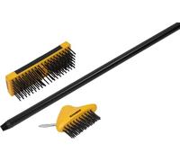 Kit de 3 brosses Roughneck pour terrasses et patios - Brosse à récurer Robuste en Acier au Carbone, Brosse métallique avec grattoir et Manche pour Le Nettoyage des pavés et terrasses