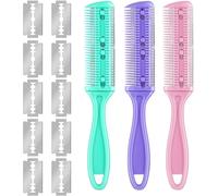 Kit de 3 Peignes Amincissants pour Cheveux,Peigne Rasoir,Peigne Rasoir pour Cheveux,Peigne Effileur,Lame en Acier Inoxydable pour Coupe et Coiffage des Cheveux Peigne Rasoir DIY(Q374)