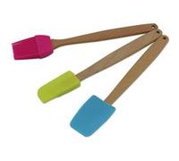 Zenker Kit d'ustensiles de pâtisserie 30939 – Spatule et Pinceau Bois/Silicone 20 cm Rose/Vert/Bleu