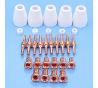 Kit de 30 consommables pour coupe-plasma avec électrodes en cuivre, embouts extensibles, tasses en céramique et anneaux tourbillonnants compatibles avec Dynamics thermiques et Berlan