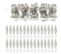 Kit de 30 leurres de pêche avec 2 options de poids de 5 g, 3, 5 g, 5 g, appât dur avec surfaces réfléchissantes et crochets barbelés pour une performance fiable de capture du poisson (argent, 5 g)