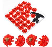 Kit de 30 pièces de rechange pour crampons de golf avec 30 pointes métalliques et outil, vis filetées de 6 mm pour l'entretien des chaussures de sport de pelouse, de couleur rouge.