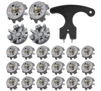 Kit de 30 pièces de rechange pour crampons de golf avec 30 pointes métalliques et outil, vis filetées de 6 mm pour l'entretien des chaussures de sport de pelouse, couleur grise.