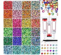 Kit de 32 000 strass en résine avec 3 colles de 10 ml, Kit bedazzler coloré avec strass, pour travaux manuels, tasses, chaussures, tissu, nail art