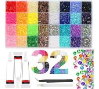 Kit de 32 000 strass en résine avec 3 colles de 10 ml, Kit bedazzler coloré avec strass, pour travaux manuels, tasses, chaussures, tissu, nail art