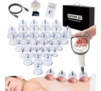 Kit de 32 Ventouses Thérapeutiques, ventouse massage anti-cellulite et relaxation musculaire，ventouse hijama comprenant aiguilles d'acupression amovibles, pompe à vide, tuyau d'extension