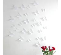 Kit de 36 Stickers papillons 3D blancs