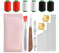 Kit de 38 aiguilles à coudre en acier à gros chas, comprenant 25 aiguilles en acier, 1 découseur, 2 enfile-aiguilles, 6 fils, 2 dés à coudre, 1 tube de rangement, 1 sac de rangement pour les