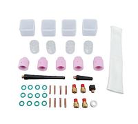 Kit de 38 lentilles à gaz TIG et consommables de torche avec coupelle arrière en verre, joint torique et joint d'étanchéité compatibles avec les pistolets de soudage TIG refroidis