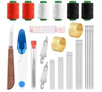 Kit de 39 aiguilles à coudre en acier à gros chas, comprenant 25 aiguilles en acier, 1 découseur, 2 enfile-aiguilles, 6 fils, 2 dés à coudre, 1 étui, 1 paire de ciseaux et 1 mètre ruban. Set
