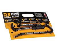 Kit de 4 barres à levier Roughneck (format boîte à outils) | Kit : barre de démolition 305 mm/12 po, arrache-clou 230 mm/9 po, arrache-lames 260 mm/10¼ po, mini-barre 190 mm/7½ po