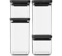 - Kit De 4 Bocaux Carrés, 2 X 0.7l & 2 X 1.6l, Couvercle Gris Foncé