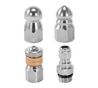 Kit de 4 buses de débouchage, avec raccord rapide femelle fileté 1/4", buse à jet rotatif en acier inoxydable, outil de nettoyage des canalisations