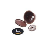 Kit de 4 Capsules de café rechargeables réutilisables pour Dolce Gusto avec cuillère en plastique Marron