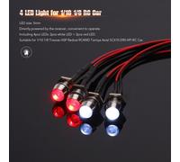 Kit De 4 Lumières Led, 2 Blanches, 2 Rouges, Pour Voiture Traxxas Hsp Redcat Rc4wd Tamiya Axial Scx10 D90 Hpi Rc, 1/10 1/8
