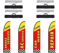kit de 4 mâts pour réparation automobile - Bannière publicitaire 498,5 cm - Mât pour drapeaux pour garages automobiles - Mât promotionnel visible - Robuste et résistant aux intempéries