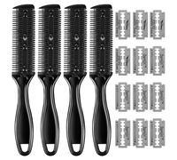 Kit de 4 Peignes Amincissants pour Cheveux - Peigne Effileur de Précision pour Homme, Lame en Acier Inoxydable pour Coupe et Coiffage, Rasoir DIY