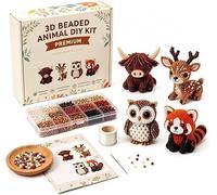 Kit de 4 petits animaux en perles 3D pour débutants, kit de fabrication de mini animaux mignons avec perles pré-triées et instructions étape par étape (français non garanti), parfait pour la