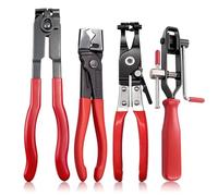 Kit de 4 Pince a Collier Durite Professionnel pour Collier de Serrage | Pince Circlips Pinces Coupante Clé à Tube, Acier Carbone Haute Résistance, Manches Anti-Dérapage, Outillage Mecanique Auto