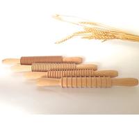 Kit de 4 Rouleaux coupe-pâte en hêtre naturel. Cod. KIT/MATTARELLI Marron
