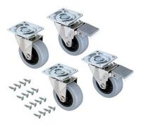 Kit de 4 roulettes Slip 2 EMUCA de D. 50 mm avec platine de montage et roulements à billes - 2036221 G