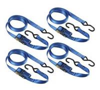Kit de 4 sangles d'arrimage 4367EURDAT avec crochets et cliquet - 5 m x 25 mm - Bleu Bleu