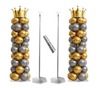 Kit De 4 Supports De Colonne De Ballon En Métal Télescopique (40-200cm) - Structure Arche Ballon Réglable & Réutilisable Avec Base Lestée (Sac D'eau) Pour Décoration Anniversaire, Mariage & Fête