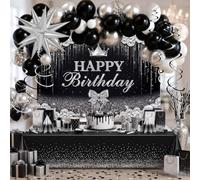 Kit de 40 décorations d'anniversaire bleues et argentées pour photographie (noir, argent)
