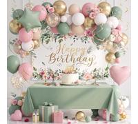 Kit de 40 décorations d'anniversaire bleues et argentées pour photographie (vert sauge, rose)