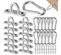 Kit de 40 Modèle Petit Pontet Inox Crochet Plafond Crochet Inox Avec Trous Pré-Percés Anneau Mural avec des Mousqueton Inox et Piton À Visser Ces Crochets Fixes Conviennent à la Fixation Murale