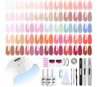 Kit De 40w Lampe Uv Led Vernis Semi Permanent Avec 45 Couleur Jelly Transparent Rose Nude Vernis À Ongles Gel Soak Off Base Top Coat & Matte Top Coat, Nail Art Accessoires Kit Manucure #003