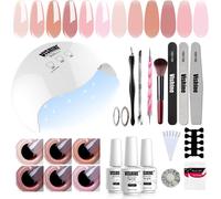 Kit De 40w Uv Led Lampe Vernis Semi Permanent Lot 6 Vernis À Ongles Nude Naturelle Jelly Transparent Gel Soak Off Base Top Coat Brosse Strass Décor Nail Outils Nail Art Kit Manucure C079