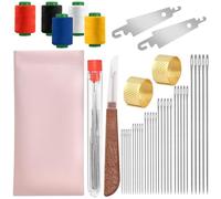 Kit de 42 aiguilles à coudre en acier à gros chas, comprenant 30 aiguilles en acier, 1 découseur, 2 enfile-aiguilles, 5 fils, 2 dés à coudre, 1 tube de rangement, 1 sac de rangement pour la réparatio