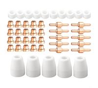 Kit de 45 consommables plasma pour modèles de torches PT-31 et -40 - Pointes, électrodes, coupelles de bouclier, anneaux Vortex compatibles avec CUT40 CUT-50 LG-40